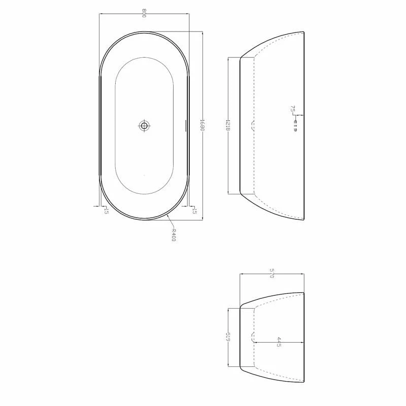 Frontline Aquabathe Graphite Summit Black Freestanding Bath 1680 X 800mm - SI8056830804 - Image 4